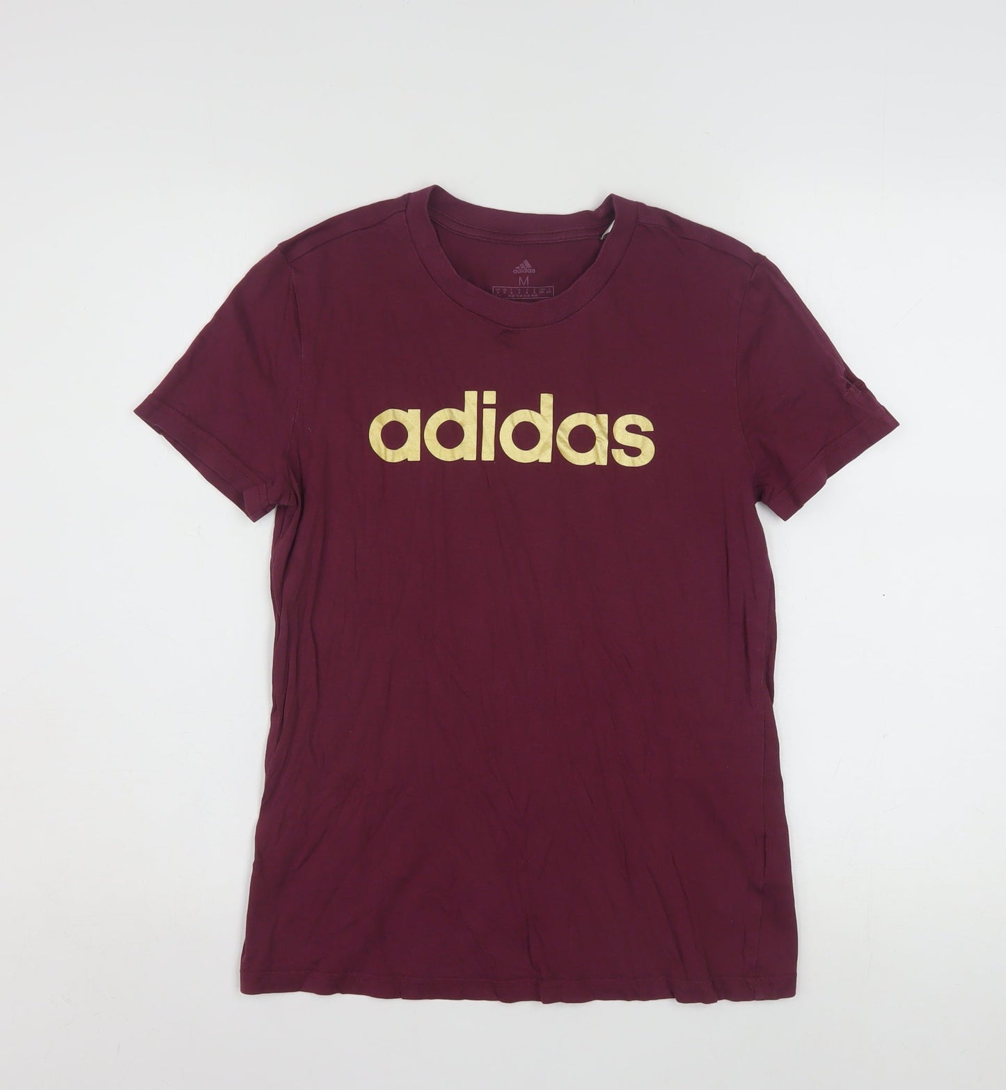 Adidas Womens Red Cotton Basic T-Shirt Size M Short Sleeve Sports Style