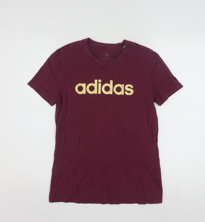Adidas Womens Red Cotton Basic T-Shirt Size M Short Sleeve Sports Style