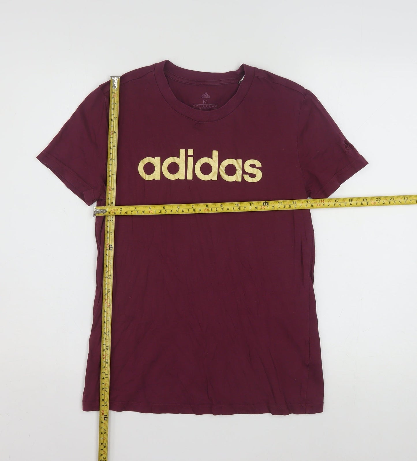 Adidas Womens Red Cotton Basic T-Shirt Size M Short Sleeve Sports Style