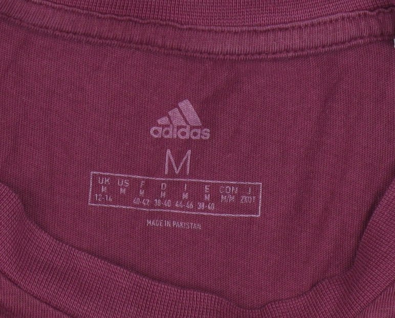 Adidas Womens Red Cotton Basic T-Shirt Size M Short Sleeve Sports Style