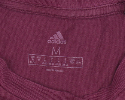 Adidas Womens Red Cotton Basic T-Shirt Size M Short Sleeve Sports Style