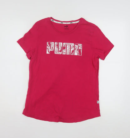Puma Womens Pink Basic Crew Neck Short Sleeve T-Shirt Size L