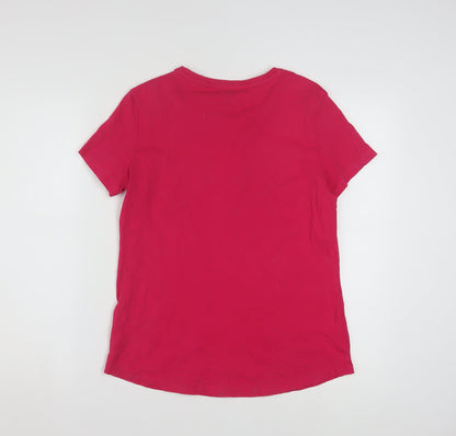 Puma Womens Pink Basic Crew Neck Short Sleeve T-Shirt Size L