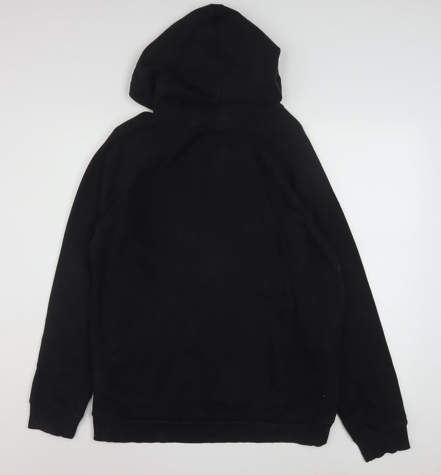 Adidas Mens Black Pullover Hoodie Logo Fleece Sweatshirt Size M