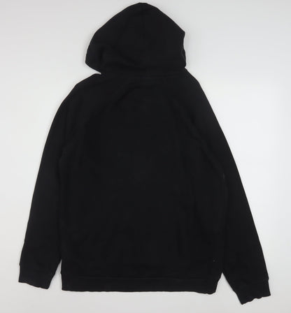Adidas Mens Black Pullover Hoodie Logo Fleece Sweatshirt Size M