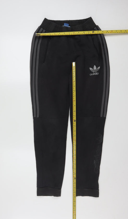 Adidas Men’s Black Jogger Trousers Size S Tapered Fit with Zip Pockets