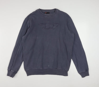 Diesel Men's Blue XL Pullover Sweatshirt Crew Neck Logo Cotton