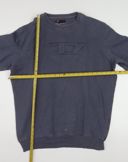 Diesel Men's Blue XL Pullover Sweatshirt Crew Neck Logo Cotton