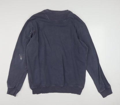 Diesel Men's Blue XL Pullover Sweatshirt Crew Neck Logo Cotton