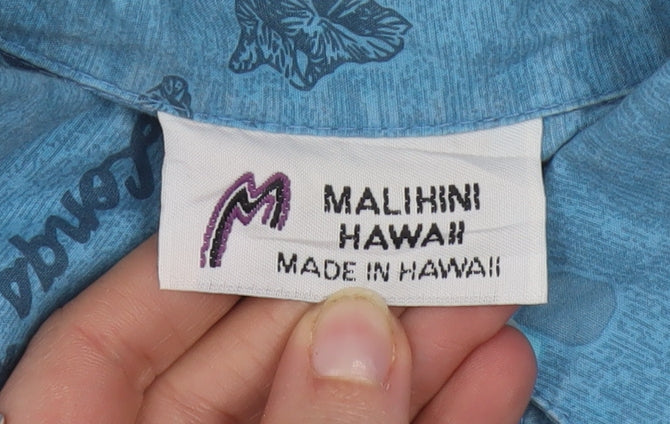 Malihini Hawaii Men’s Blue XL Hawaiian Turtle Button-Up Shirt