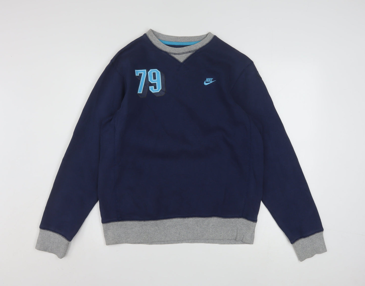 Nike Boys Navy Blue Sweatshirt XL 13-15 Years Crew Neck Cotton Blend