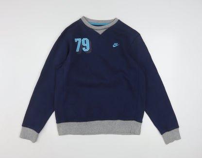 Nike Boys Navy Blue Sweatshirt XL 13-15 Years Crew Neck Cotton Blend