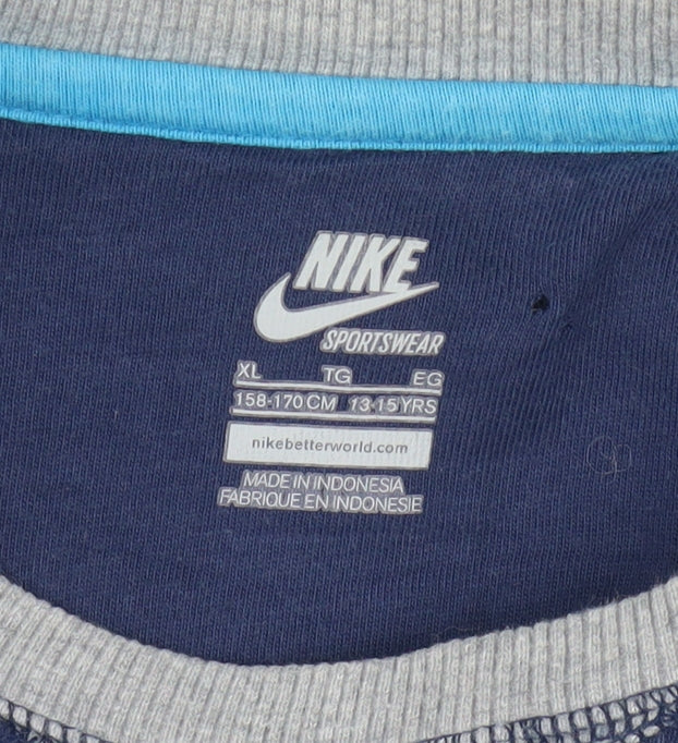 Nike Boys Navy Blue Sweatshirt XL 13-15 Years Crew Neck Cotton Blend