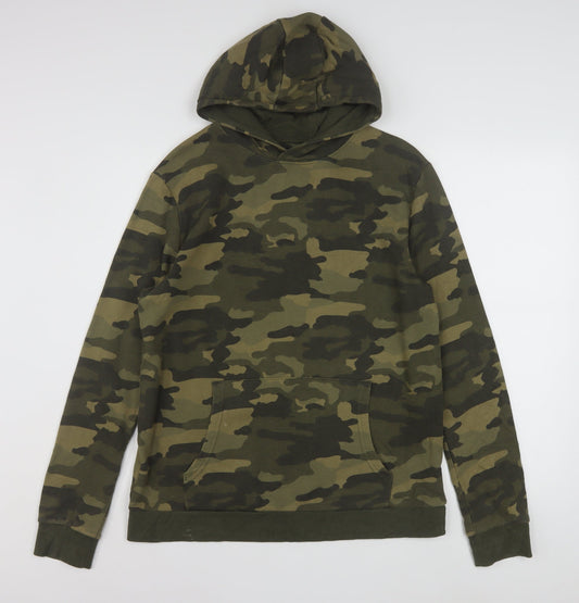 Marks and Spencer Boys Green Camouflage Pullover Hoodie 15-16 Years