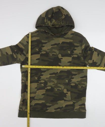 Marks and Spencer Boys Green Camouflage Pullover Hoodie 15-16 Years