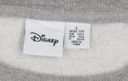 Disney Women Grey Minnie Mouse Sweatshirt Size L 14/16 Crew Neck