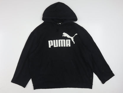 Puma Women Black XL Pullover Hoodie Cotton Blend Logo Sweatshirt