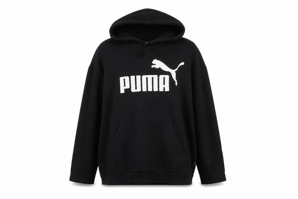 Puma Women Black XL Pullover Hoodie Cotton Blend Logo Sweatshirt