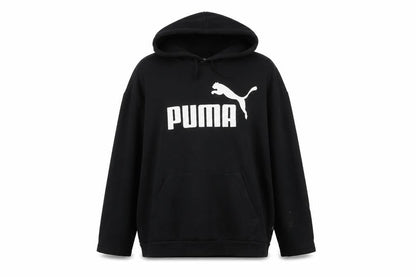 Puma Women Black XL Pullover Hoodie Cotton Blend Logo Sweatshirt