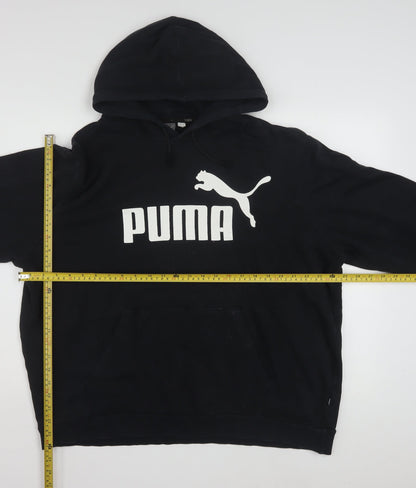 Puma Women Black XL Pullover Hoodie Cotton Blend Logo Sweatshirt
