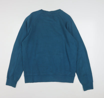 Puma Men Blue Pullover Sweatshirt Medium Logo Cotton Blend