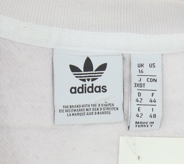Adidas Women’s White Crew Neck Pullover Sweatshirt Size 16
