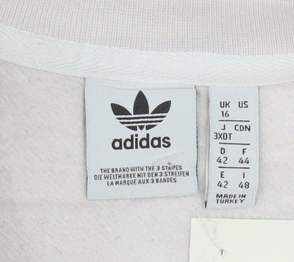 Adidas Women’s White Crew Neck Pullover Sweatshirt Size 16