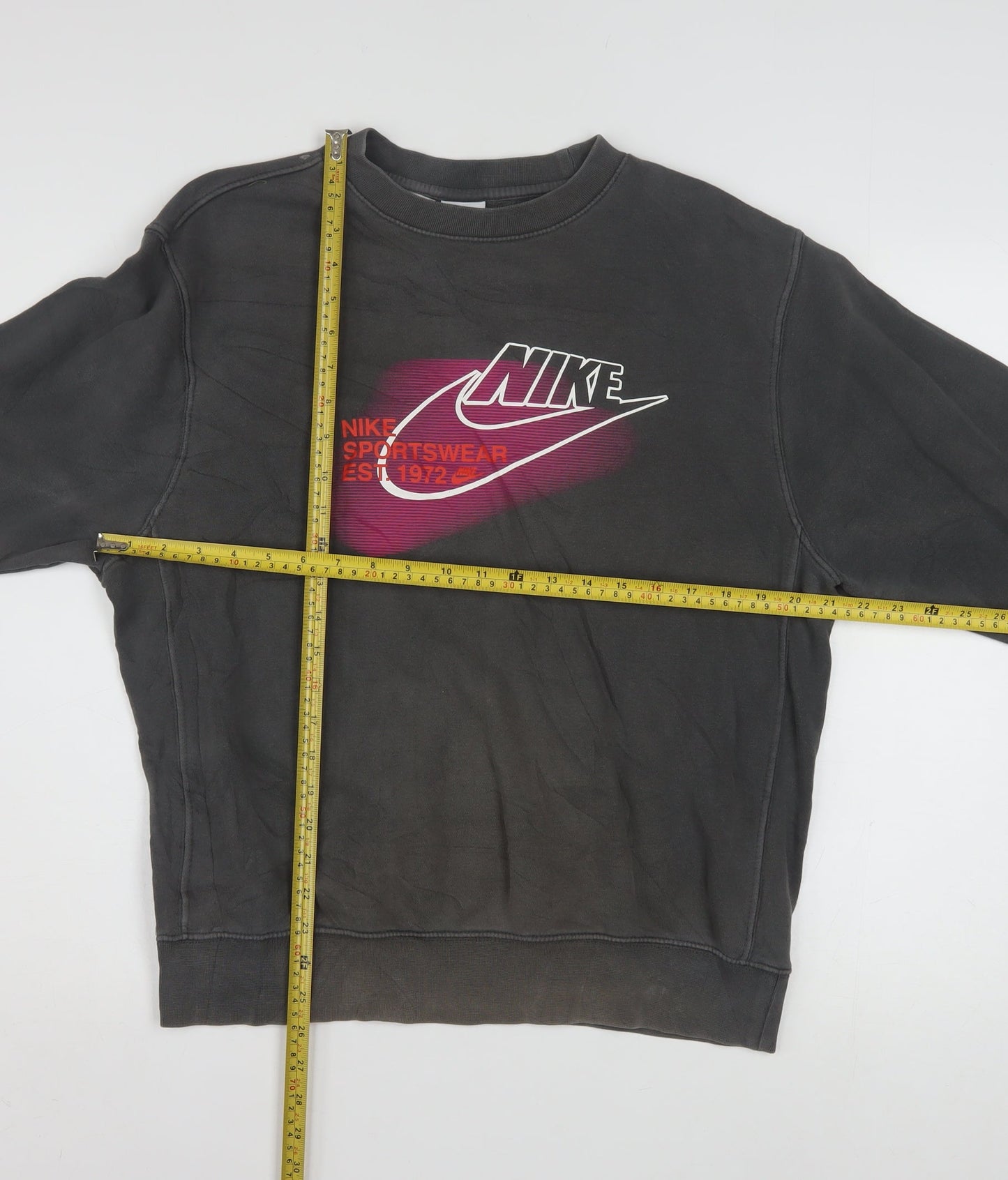 Nike Men's Grey Small Pullover Sweatshirt Crew Neck Logo Print
