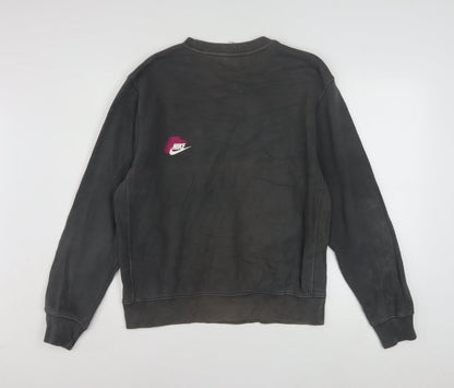 Nike Men's Grey Small Pullover Sweatshirt Crew Neck Logo Print