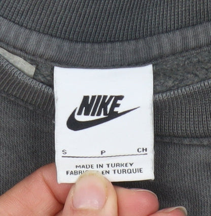 Nike Men's Grey Small Pullover Sweatshirt Crew Neck Logo Print