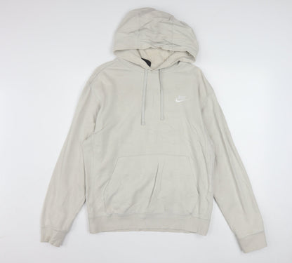 Nike Mens Beige Pullover Hoodie Small Cotton Blend Classic Fit