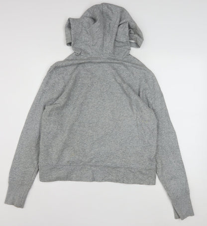 Under Armour Women Grey Pullover Hoodie Medium Logo Print Cotton Blend