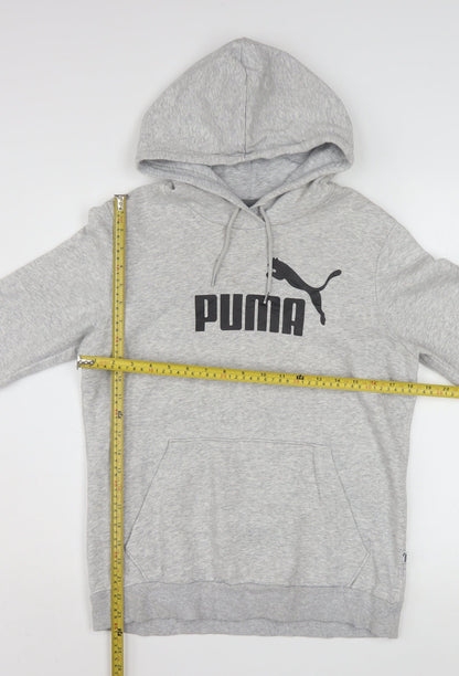 Puma Women Grey Pullover Hoodie Size 14 Graphic Logo Hooded Sweatshirt