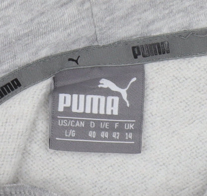 Puma Women Grey Pullover Hoodie Size 14 Graphic Logo Hooded Sweatshirt