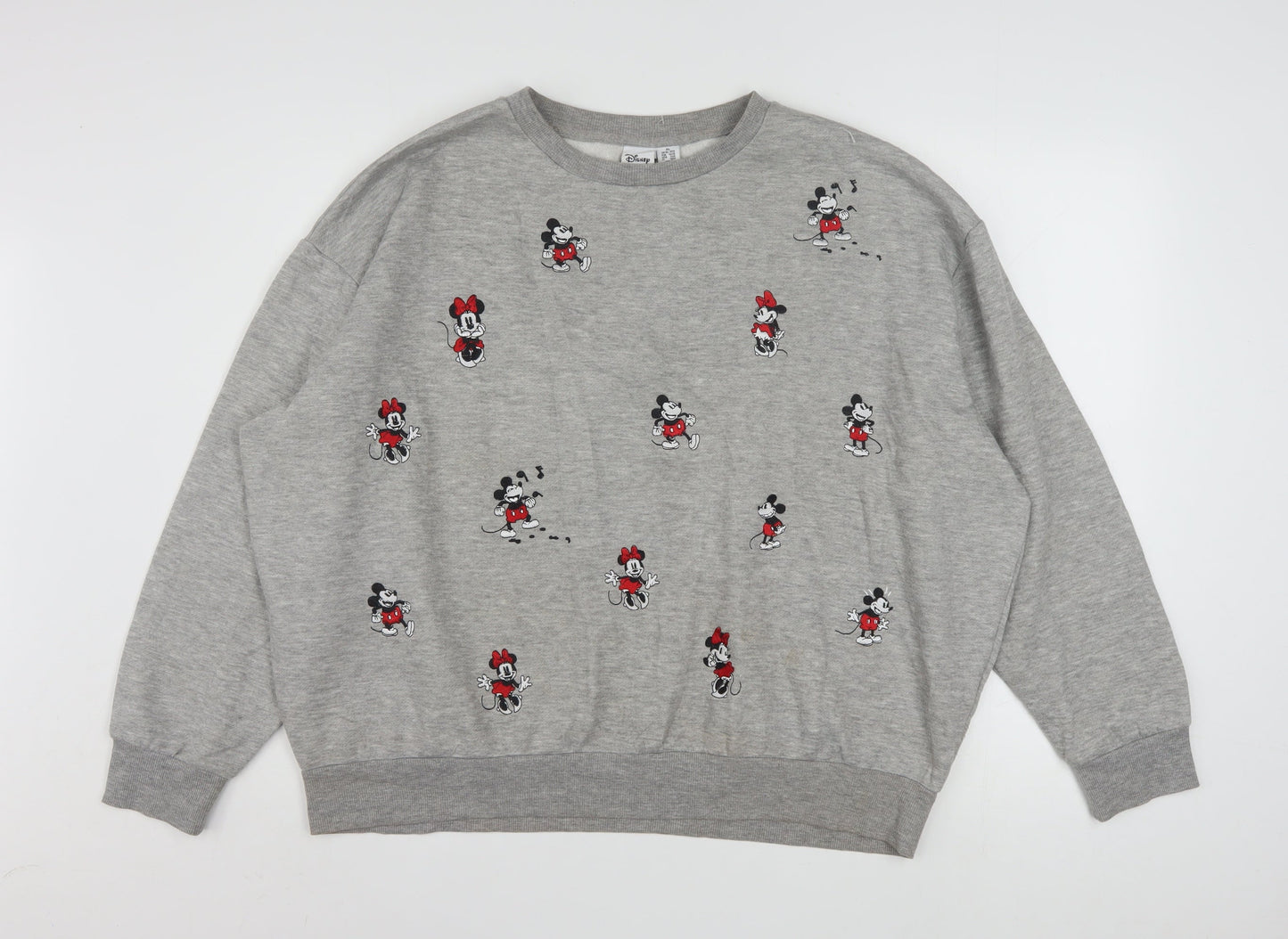 Disney Women’s Grey Mickey & Minnie Mouse XL Pullover Sweatshirt