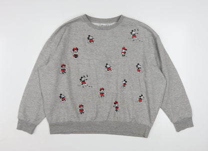 Disney Women’s Grey Mickey & Minnie Mouse XL Pullover Sweatshirt