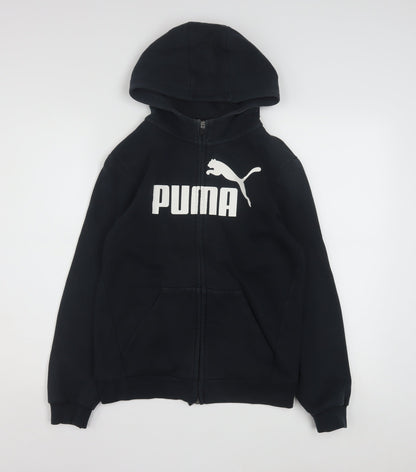 Puma Boys Black Full Zip Hoodie 11-12 Years Fleece Sweatshirt
