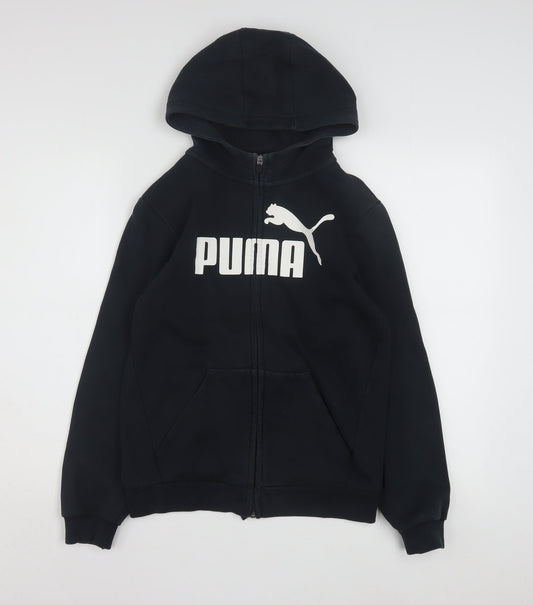 Puma Boys Black Full Zip Hoodie 11-12 Years Fleece Sweatshirt