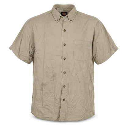 Dickies Men's Beige XL Button-Up Short Sleeve Cotton Shirt