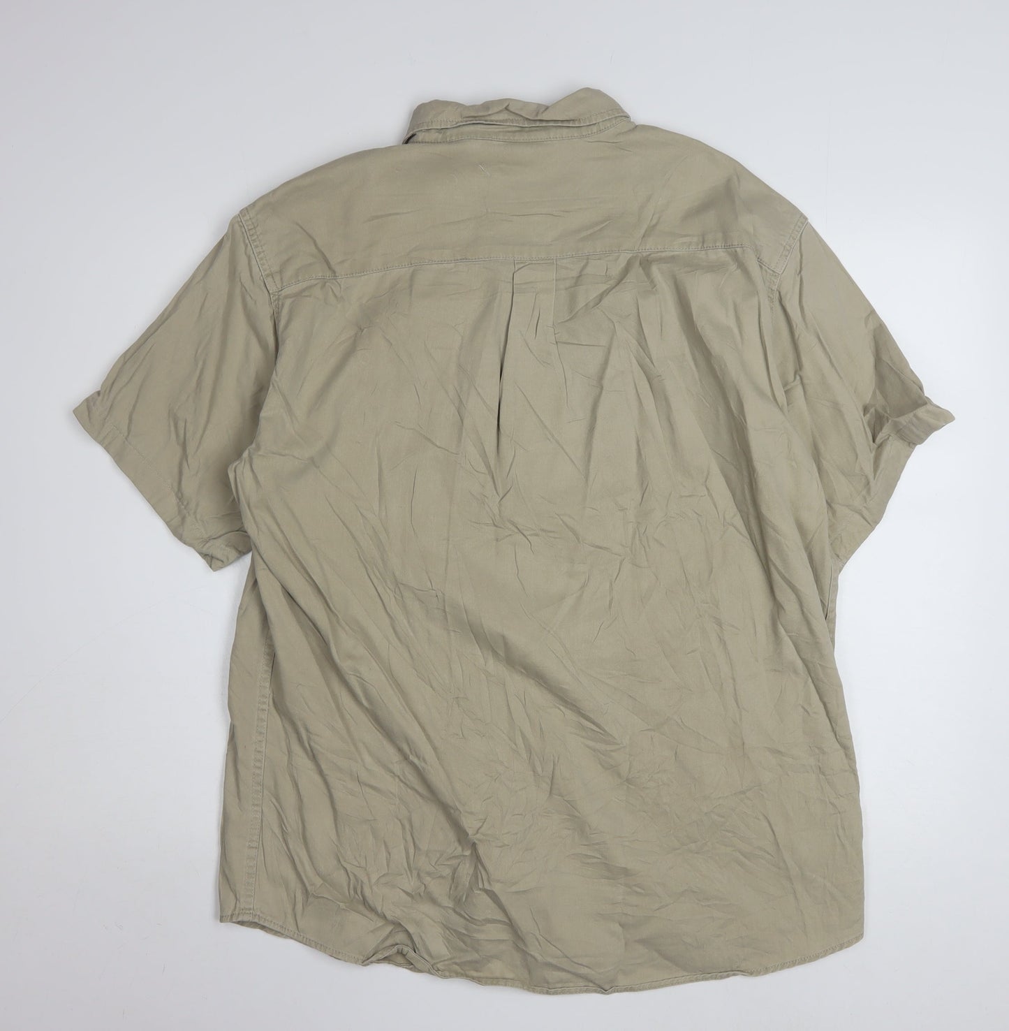 Dickies Men's Beige XL Button-Up Short Sleeve Cotton Shirt