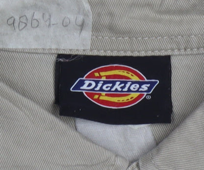 Dickies Men's Beige XL Button-Up Short Sleeve Cotton Shirt