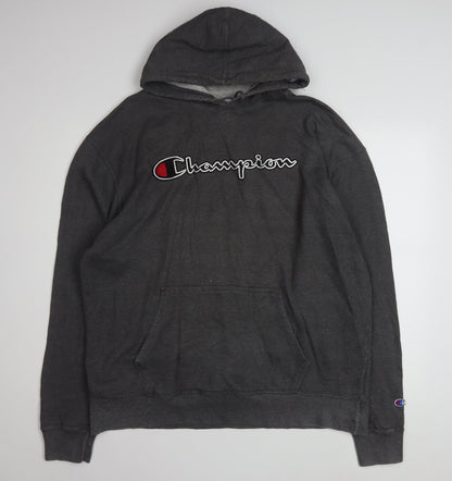Champion Men's Black XL Pullover Hoodie with Logo Design