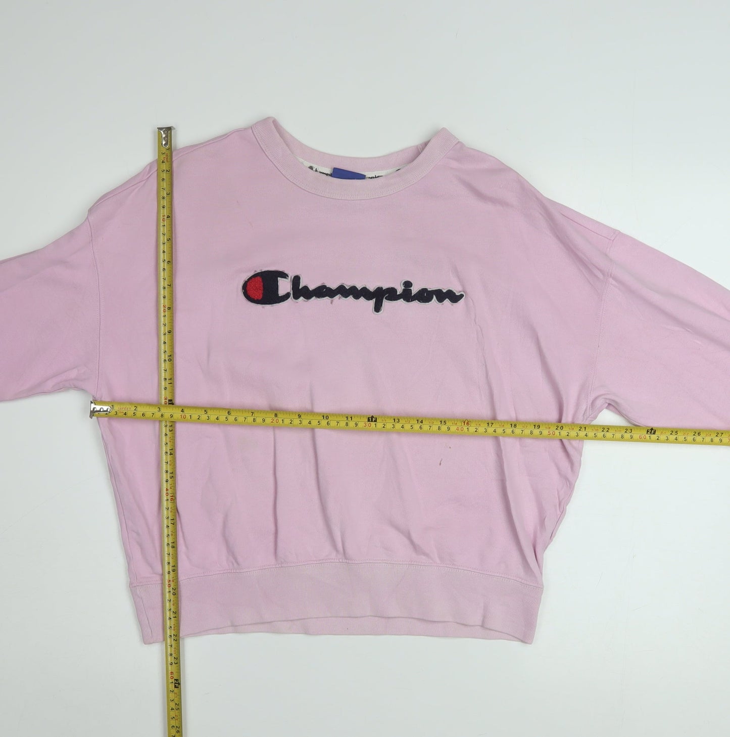 Champion Womens Pink Small Pullover Sweatshirt Cotton Logo Casual