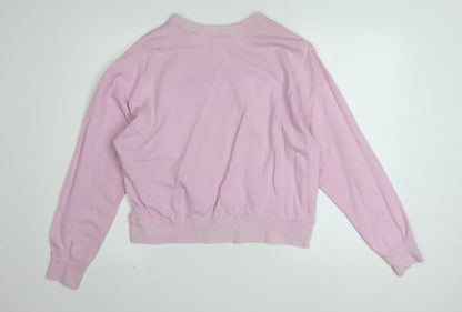 Champion Womens Pink Small Pullover Sweatshirt Cotton Logo Casual
