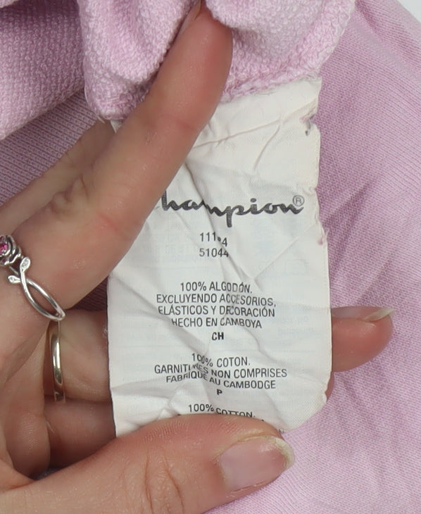 Champion Womens Pink Small Pullover Sweatshirt Cotton Logo Casual