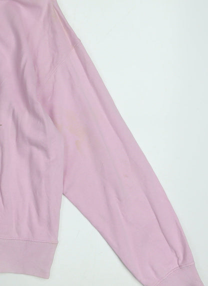 Champion Womens Pink Small Pullover Sweatshirt Cotton Logo Casual