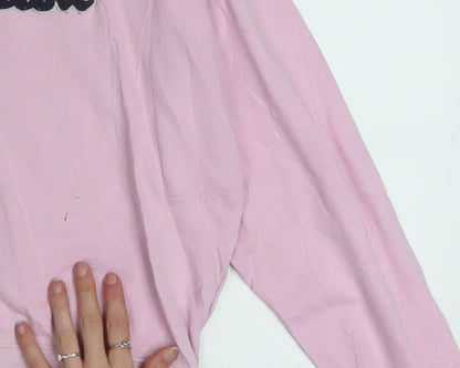 Champion Womens Pink Small Pullover Sweatshirt Cotton Logo Casual