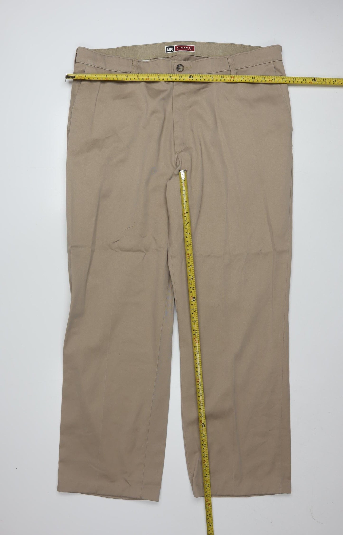 Lee Men's Beige Chino Trousers 40x32 Regular Fit Cotton Blend