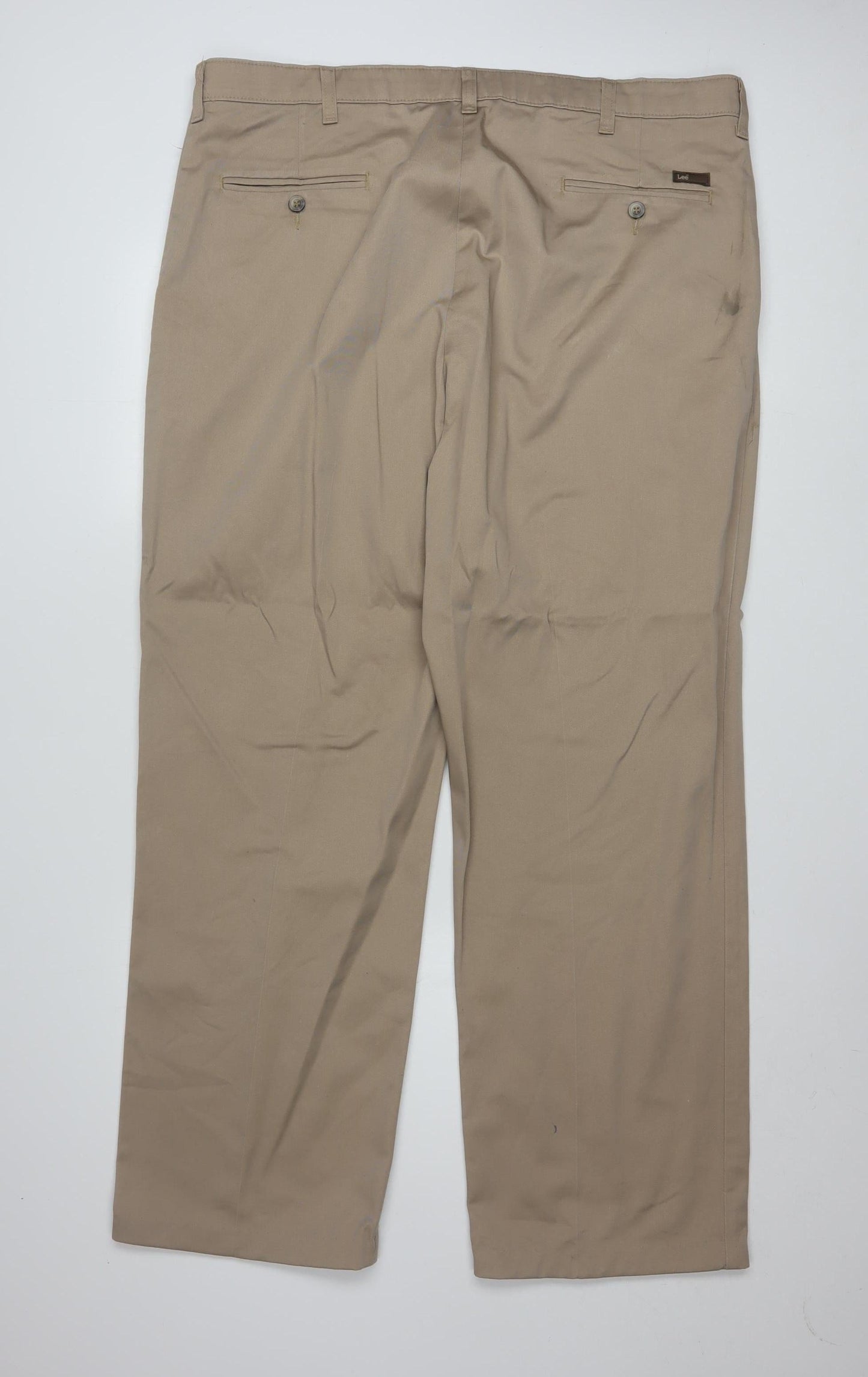 Lee Men's Beige Chino Trousers 40x32 Regular Fit Cotton Blend