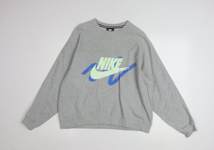Nike Women’s Grey Graphic Pullover Sweatshirt Small Relaxed Fit